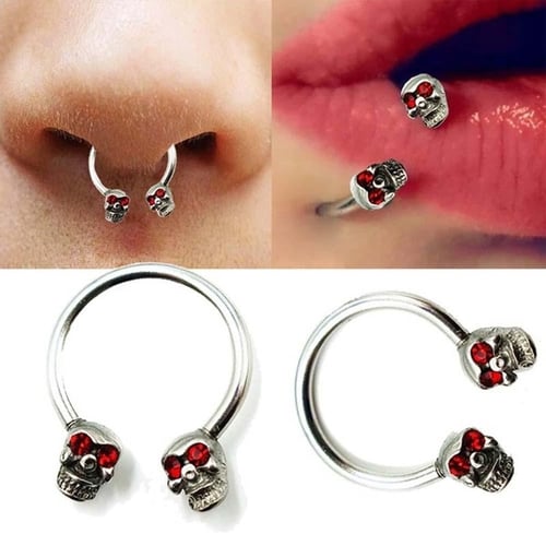 2Pcs Spiral Ear Stud Lip Nose Eyebrow Ring Stainless Steel Body Piercing Jewelry 