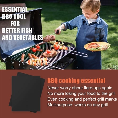 3pcs/5pcs Premium Reusable BBQ Grill Pad Mat Non-stick Baking Pad Teflon Cooking 
