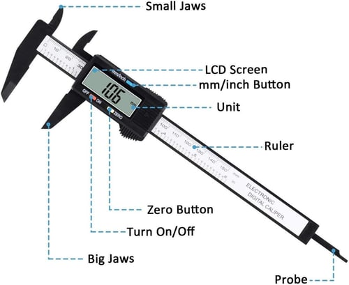 Digital 0-6" Electronic Micrometer Caliper W/Large LCD Screen Inch/MM Conversion 