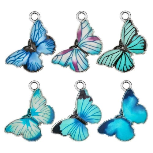 10 PCS Butterfly Pendants Charm Colourful Enamel Animal For Jewelry DIY Making 