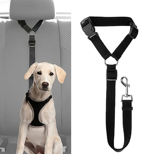 Pet Dog Adjustable Car Safety Seat Belt Harness Restraint Lead Travel Clip Black 