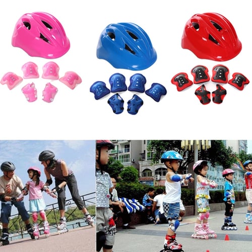 Kids Boys Girls Safety Helmet & Knee & Elbow Pad Set For Cycling Skate Bike HOT 