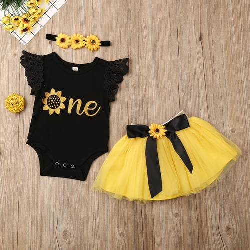Cute Newborn Baby Girl 1st Birthday Tops Romper Tutu Skirt Dress Outfits Clothes 