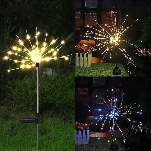 2PCS Solar Firework Starburst Lights Fairy Lamp Stake Outdoor Garden Path Decor 