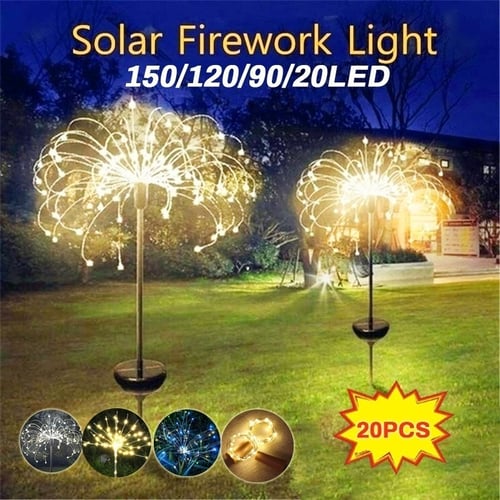 Solar Firework Starburst Fairy Lights Stake Outdoor Garden Yard Path lawn Light