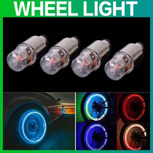 4pcs Bike Car Motorcycle Wheel Tire Tyre Valve Cap Neon LED Flash Light Lamp 