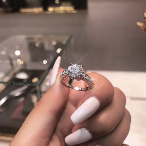 925 silver Filled White Sapphire Birthstone Engagement Wedding Loving Gift Ring 