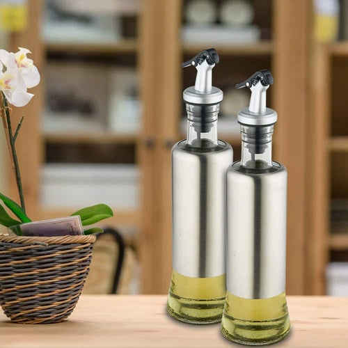 Stainless Oil Vinegar Dispenser Pourer Seasoning Bottle Kitchen Cooking Tools 