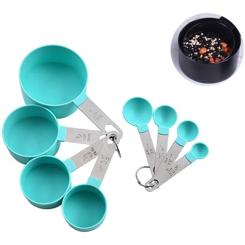 PP 8Pcs Measuring Cups Spoons Baking Cooking Kitchen Tools Set Stainless Steel
