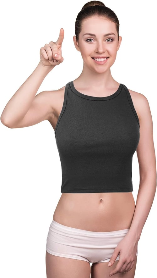 Boao 3 Pieces Women's Basic Sleeveless Racerback Crop Tank Top Sports Crop Top for Lady Girls Daily Wearing 
