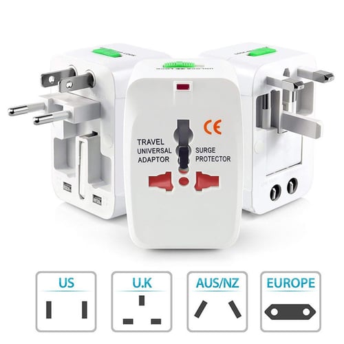 Universal Travel AC Power Charger Adapter Plug Converter 2 USB Port AU UK US EU 