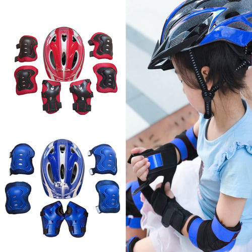 2 Sets of Kids Roller Skating Skateboard Bicycle Helmet Knee Elbow Wrist Pad 