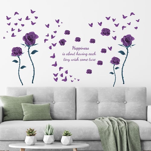 Beautiful Girl Flowers Erfly Diy Wall Sticker Removable Home Bedroom Decor S Reviews Zoodmall - Removable Wall Stickers Uk