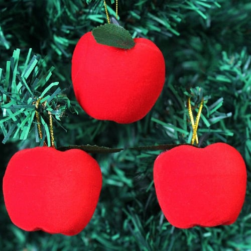 12Pcs Christmas Apple Hanging Ornaments Xmas Tree Window Showcase Party Deco HB 