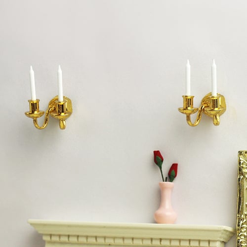 Double-headed Candle Wall Lamp Light Model Doll House Miniature Accessory 