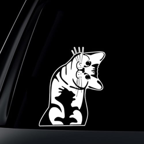 HsgbvictS External Decoration Car Sticker Funny Cartoon Cat Pattern PET Self Adhesive Car Sticker Laptop Window Wall Decal Black White 