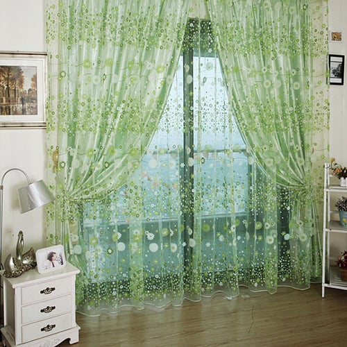 Valances Tulle Voile Door Window Curtain Drape Panel Sheer Scarf Divider 