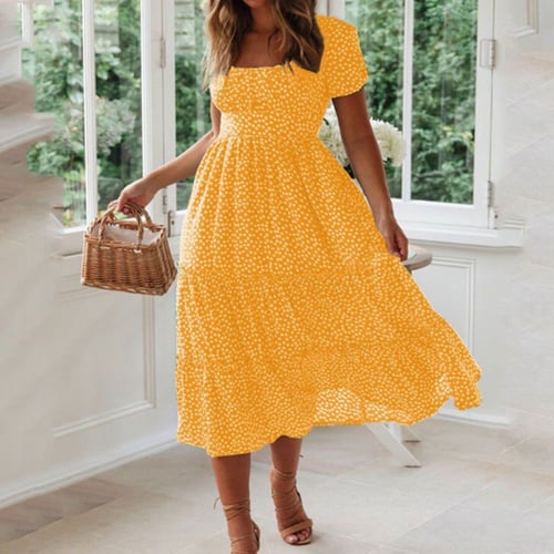 Vestidos Vintage Vintage Puff Sleeve summer Beach sweet Casual Square collar floral maxi long dress 2020 festa - buy Vestidos Vintage Print Puff Sleeve summer Beach sweet dresses Casual