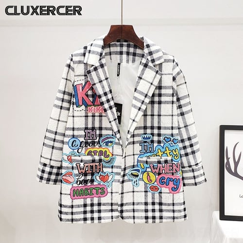 Streetwear Spring Autumn BF Graffiti Blazer Jacket Women Casual Long Sleeve  Loose Suit Coat Female Ropa De Mujer - buy Streetwear Spring Autumn BF  Graffiti Blazer Jacket Women Casual Long Sleeve Loose