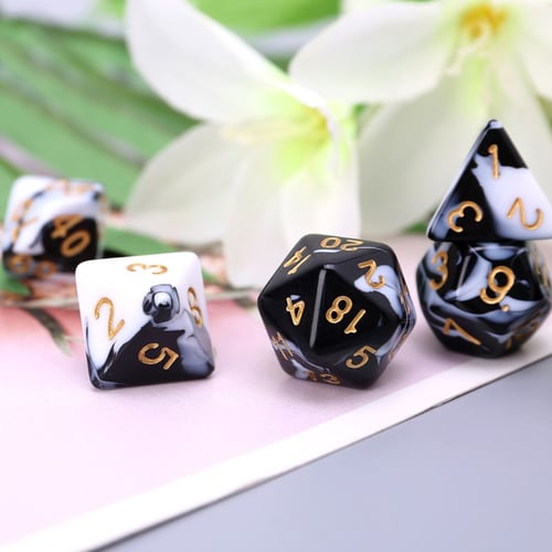 7Pcs Acrylic Dice Black Yellow White Points KTV Bar Nightclub Entertainment Tool 