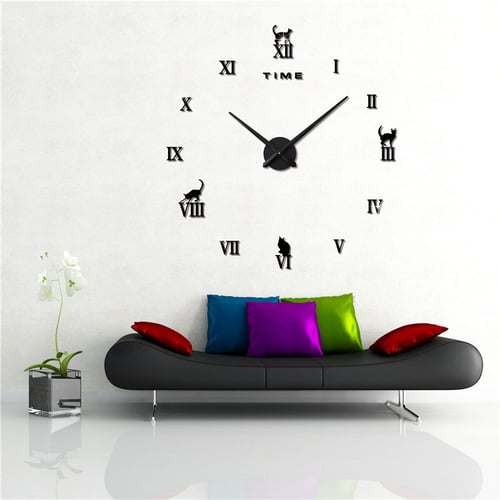 DIY Analog 3D Mirror Surface Large Number Wall Clock Sticker Modern Home Decor.. 