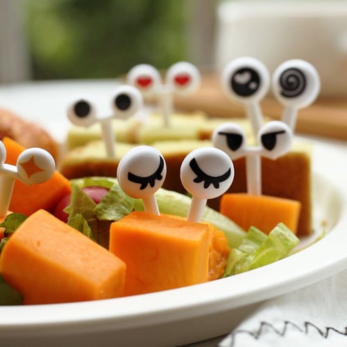 10PCS Eye Mini Food Fruit Picks Baby Kid Lunch Bento Tableware Forks Random 