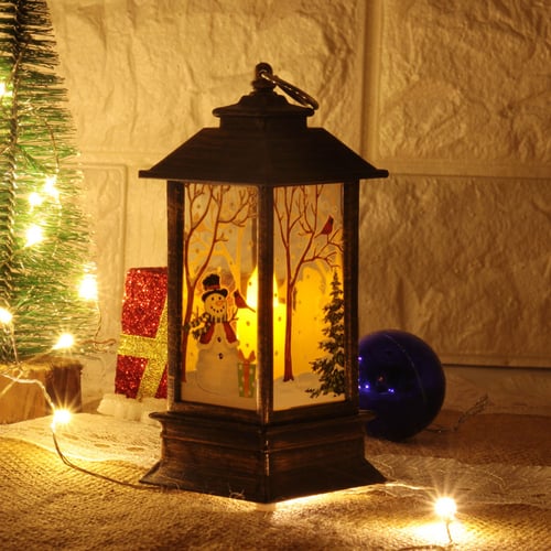 Christmas Santa Claus/Snowman/Deer Castle Lamp Light Hanging Lantern Ornament 