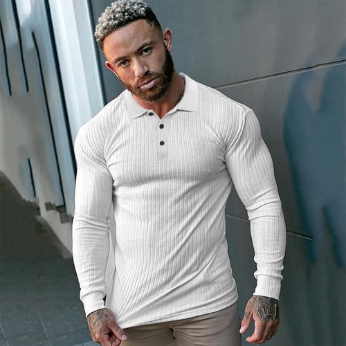 Spring Autumn Fashion Men Long Sleeve Knitted Polo Shirt Fitness Clothing  Slim Fit Strips Polo T-shirt Male Brand Gym Tees Tops - buy Spring Autumn  Fashion Men Long Sleeve Knitted Polo Shirt