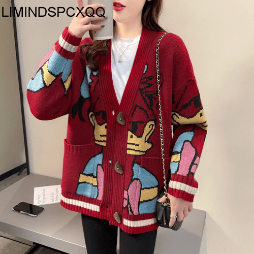 Women Sweaters Cardigans Tops Button Office Lady Sweater Autumn Spring  Korean Fashion Knitted Coat Cartoon Print Loose Knitwear - buy Women  Sweaters Cardigans Tops Button Office Lady Sweater Autumn Spring Korean  Fashion