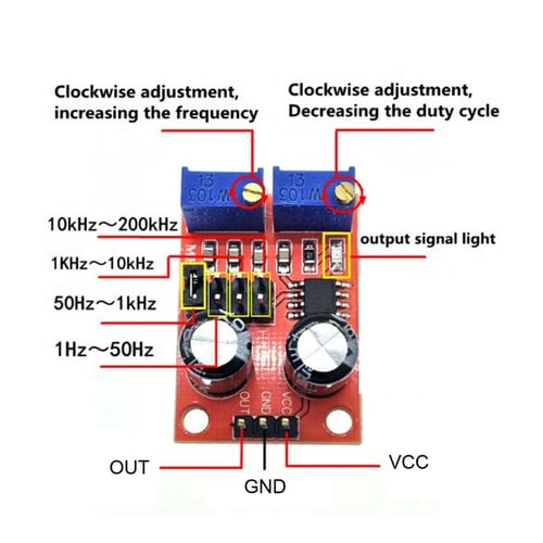 NE555 Pulse Frequency Duty Cycle Square Wave Adjustable Module Signal Generator 