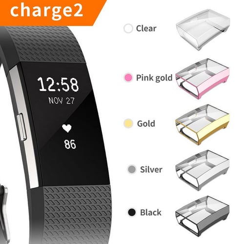 Soft TPU Full Cover Clear Case screen protector For Fitbit Charge 2 Bracelet 
