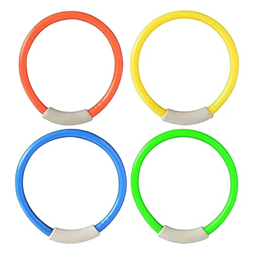 Dive Rings Swimming Pool Toy Rings 4 PCS Plastic Diving Ring Colorful Sinking Pool Rings Underwater Fun Toys For Kids Dive Training Dive & Retrieve 