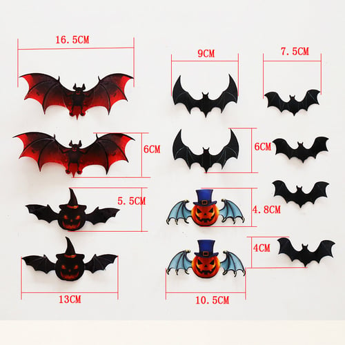 12Pcs Halloween Party Decoration Props 3D Bat Vampire Wall Window Stickers JI 
