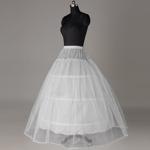 Womens A-Line Full Length 3 Hoops Petticoat Wedding Slips Crinoline Underskirt 