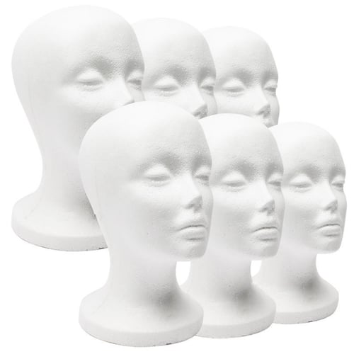 3x Female Styrofoam Mannequin Manikin Head Models Display Stands for Wigs Black 