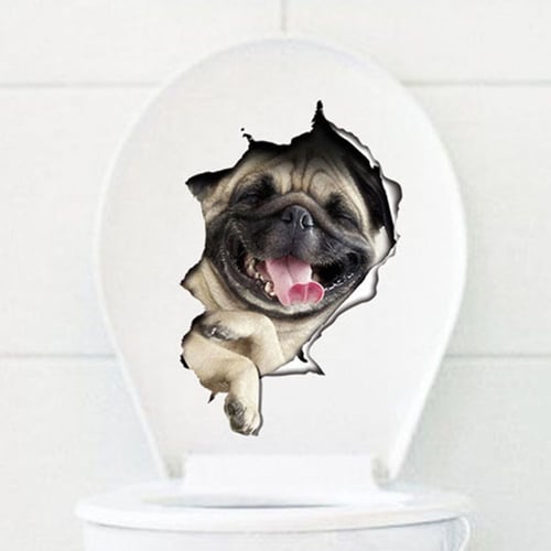 Cat Dog DIY Toilet Seat Cover Lid Sticker Bathroom Wall Art Decor Decal Removabl 