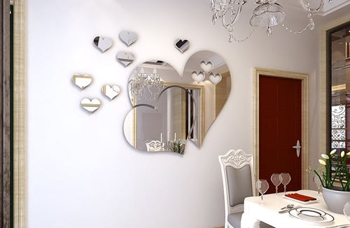 3D Mirror Love Hearts Wall Sticker Decal DIY Home Room Removable Art Mural Decor 