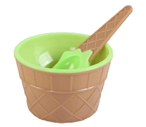 Children Plastic Ice Cream Bowls Spoons Set Durable Ice Cream Cup Dessert New 
