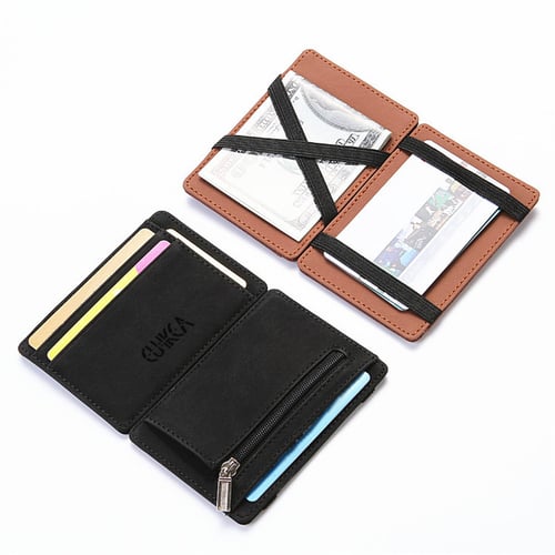  Business Card Holder Slim PU Leather Card Holder Men Magic  Wallets Designer Small Purse Male Hasp Retro Card Holder Mini Holders  Business Card case (Color : Blue) : Office Products