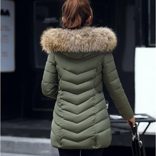 Winter Down Jacket Women Long Coat, Womens Winter Coat Detachable Hood