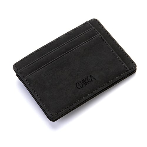  Business Card Holder Slim PU Leather Card Holder Men Magic  Wallets Designer Small Purse Male Hasp Retro Card Holder Mini Holders  Business Card case (Color : Blue) : Office Products