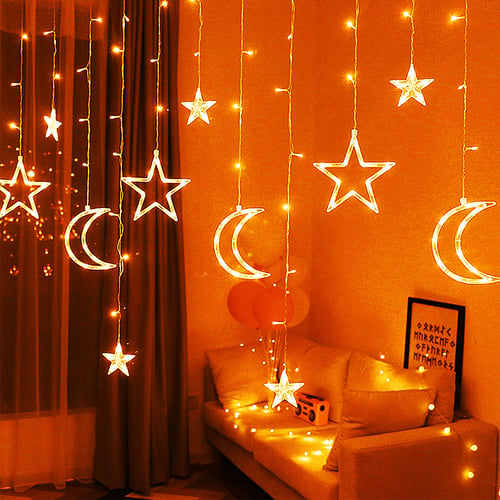 Star Moon Fairy LED Curtain Strings Lights Garland Wedding Party Decor Lamp 3.5m 