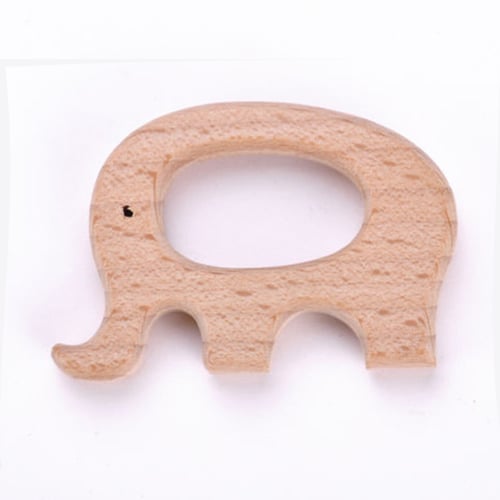 1PC Safe Natural Wooden Animal Shape Ring Baby Teether Teething Toy Shower Gifts 