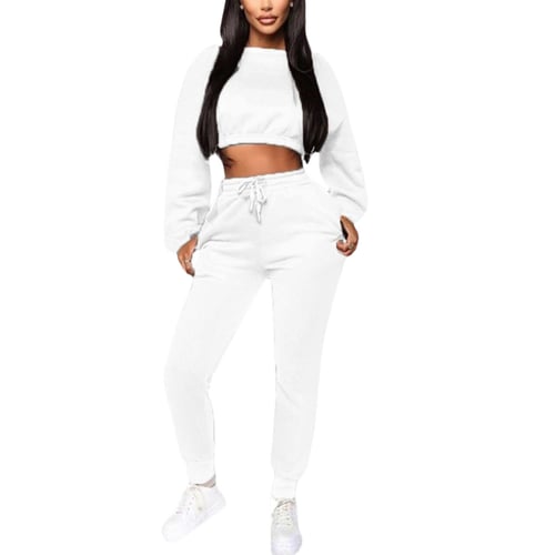 Women Sport Outfit Long Sleeve Crop Top Drawstring Jogger Pants Fleece  Tracksuit - buy Women Sport Outfit Long Sleeve Crop Top Drawstring Jogger  Pants Fleece Tracksuit: prices, reviews | Zoodmall