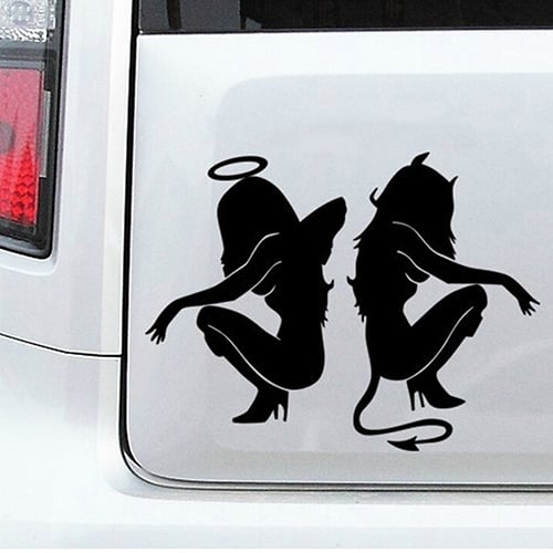 ANGLE AND DEVIL WOMEN 5 X 6 VINYL CAR TRUCK WINDOW DECAL STICKERS 