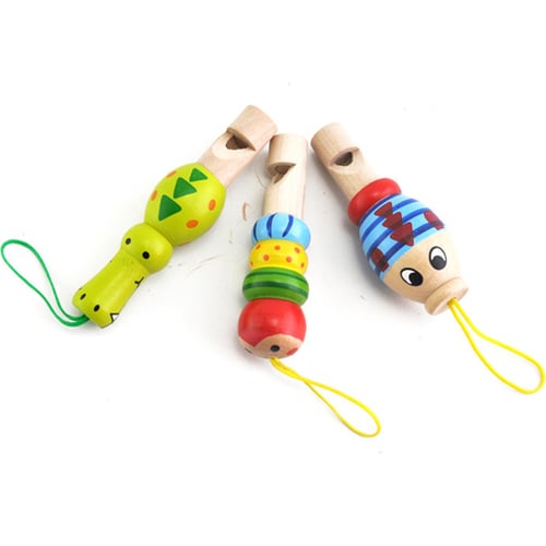 Wooden Cartoon Animal Whistle Music Instrument Toy Baby Kid Favor Educational 