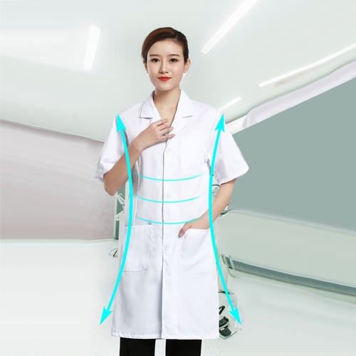 #S-3XL Women 3/4 Sleeve Scrubs Lab Medical Nurse Doctor Uniform Dress Work Coats 