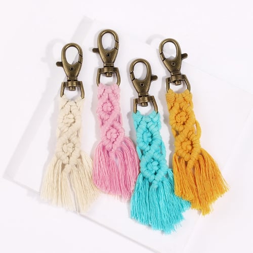 Macrame Tassels Key Chain Keyring Handmade Women Keychain Gift Bag Charm Pendant 