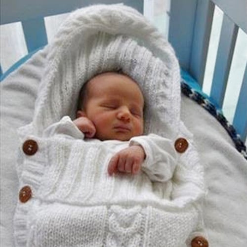 Newborn Baby Knit Crochet Swaddle Wrap Swaddling Blanket Soft Warm Sleeping Bag 