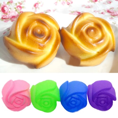 10Pcs Silicone Rose Flower Muffin Cookie Cup Cake Baking Mold Maker Mould 